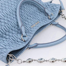 Miu Miu Matelasse Chain Shoulder Bag Leather 2way Light Blue Silver Auth 209659M-6
