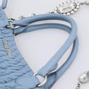 Miu Miu Matelasse Chain Shoulder Bag Leather 2way Light Blue Silver Auth 209659M-8