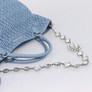 Miu Miu Matelasse Chain Shoulder Bag Leather 2way Light Blue Silver Auth 209659M-9