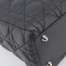 Christian Dior Lamb Skin Canage Lady Dior Hand Bag 2way Gray Auth 209660SAV-14