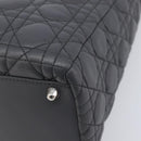 Christian Dior Lamb Skin Canage Lady Dior Hand Bag 2way Gray Auth 209660SAV-15