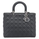 Christian Dior Lamb Skin Canage Lady Dior Hand Bag 2way Gray Auth 209660SAV-2