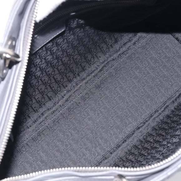 Christian Dior Lamb Skin Canage Lady Dior Hand Bag 2way Gray Auth 209660SAV