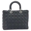 Christian Dior Lamb Skin Canage Lady Dior Hand Bag 2way Gray Auth 209660SAV-3