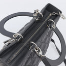 Christian Dior Lamb Skin Canage Lady Dior Hand Bag 2way Gray Auth 209660SAV-6