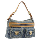 LOUIS VUITTON Monogram Denim Buggy PM Shoulder Bag Blue M95049 LV Auth 209662V-1