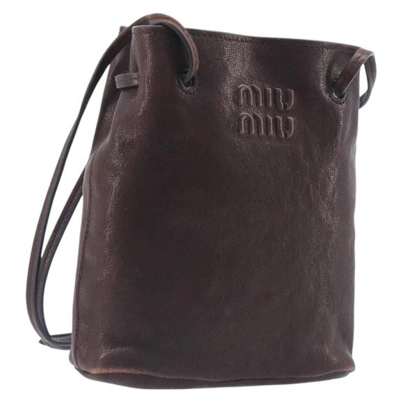 Miu Miu Shoulder Bag Leather Brown Auth 209665V