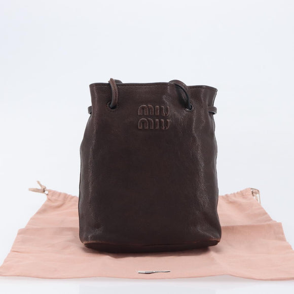 Miu Miu Shoulder Bag Leather Brown Auth 209665V