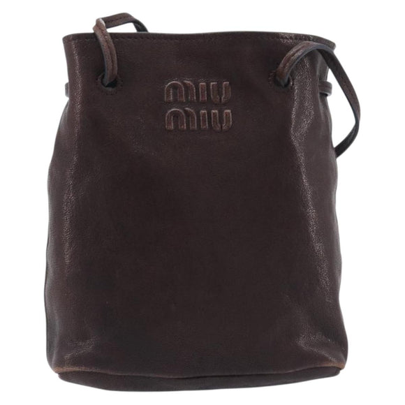 Miu Miu Shoulder Bag Leather Brown Auth 209665V