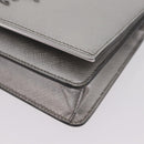 PRADA Chain Shoulder Bag Leather Silver Auth 209667A-11