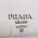 PRADA Chain Shoulder Bag Leather Silver Auth 209667A-14