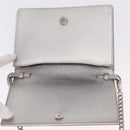 PRADA Chain Shoulder Bag Leather Silver Auth 209667A-15