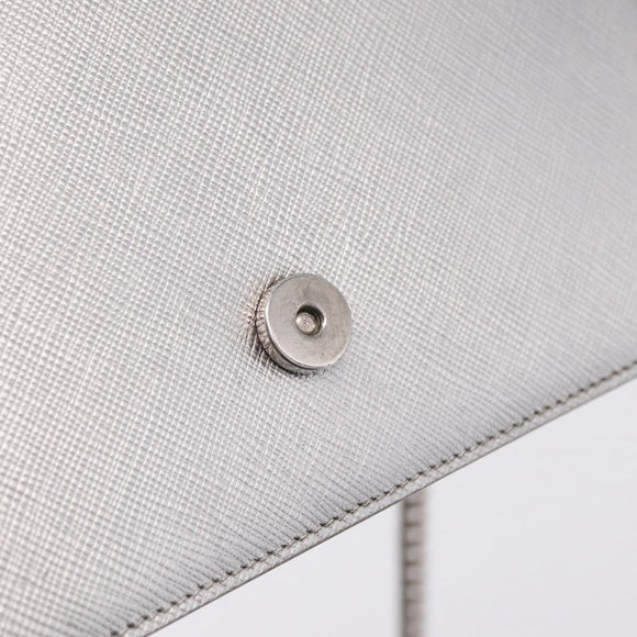PRADA Chain Shoulder Bag Leather Silver Auth 209667A