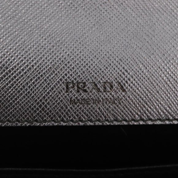 PRADA Chain Shoulder Bag Leather Silver Auth 209667A