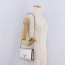 PRADA Chain Shoulder Bag Leather Silver Auth 209667A-24