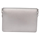 PRADA Chain Shoulder Bag Leather Silver Auth 209667A-3