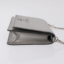 PRADA Chain Shoulder Bag Leather Silver Auth 209667A-4