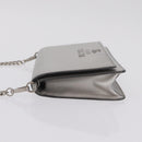 PRADA Chain Shoulder Bag Leather Silver Auth 209667A-5