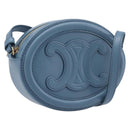 CELINE Triomphe Shoulder Bag Leather Light Blue Gold Tone Auth 209669M-1
