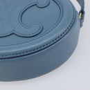 CELINE Triomphe Shoulder Bag Leather Light Blue Gold Tone Auth 209669M-11