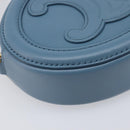 CELINE Triomphe Shoulder Bag Leather Light Blue Gold Tone Auth 209669M-12
