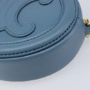 CELINE Triomphe Shoulder Bag Leather Light Blue Gold Tone Auth 209669M-13