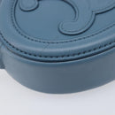 CELINE Triomphe Shoulder Bag Leather Light Blue Gold Tone Auth 209669M-14