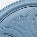 CELINE Triomphe Shoulder Bag Leather Light Blue Gold Tone Auth 209669M-16