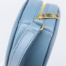 CELINE Triomphe Shoulder Bag Leather Light Blue Gold Tone Auth 209669M-18