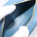 CELINE Triomphe Shoulder Bag Leather Light Blue Gold Tone Auth 209669M-19