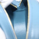 CELINE Triomphe Shoulder Bag Leather Light Blue Gold Tone Auth 209669M-21