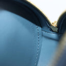 CELINE Triomphe Shoulder Bag Leather Light Blue Gold Tone Auth 209669M-22