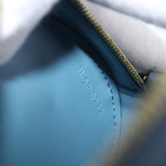 CELINE Triomphe Shoulder Bag Leather Light Blue Gold Tone Auth 209669M