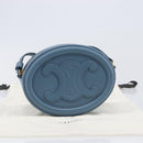 CELINE Triomphe Shoulder Bag Leather Light Blue Gold Tone Auth 209669M-25