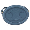 CELINE Triomphe Shoulder Bag Leather Light Blue Gold Tone Auth 209669M-2