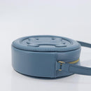 CELINE Triomphe Shoulder Bag Leather Light Blue Gold Tone Auth 209669M-4