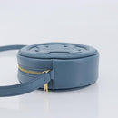 CELINE Triomphe Shoulder Bag Leather Light Blue Gold Tone Auth 209669M-5