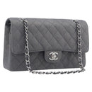 CHANEL Matelasse 25 Chain Shoulder Bag Canvas Gray Silver CC Auth 209670SV-1