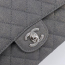 CHANEL Matelasse 25 Chain Shoulder Bag Canvas Gray Silver CC Auth 209670SV-15