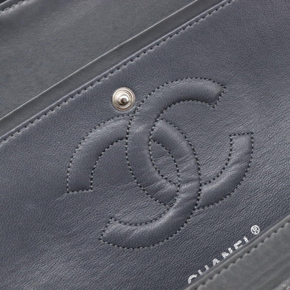 CHANEL Matelasse 25 Chain Shoulder Bag Canvas Gray Silver CC Auth 209670SV