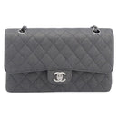 CHANEL Matelasse 25 Chain Shoulder Bag Canvas Gray Silver CC Auth 209670SV-2