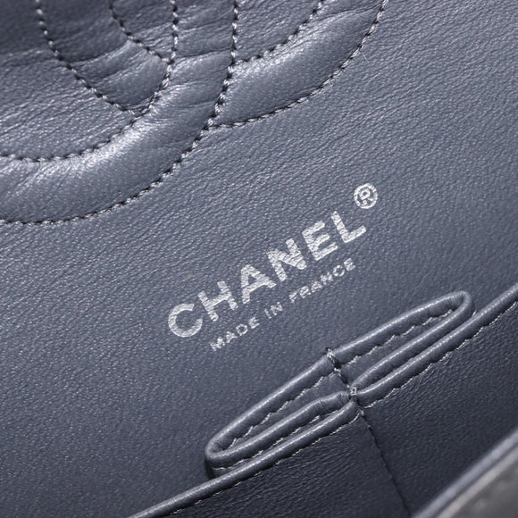 CHANEL Matelasse 25 Chain Shoulder Bag Canvas Gray Silver CC Auth 209670SV
