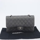 CHANEL Matelasse 25 Chain Shoulder Bag Canvas Gray Silver CC Auth 209670SV-31