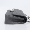 CHANEL Matelasse 25 Chain Shoulder Bag Canvas Gray Silver CC Auth 209670SV-4