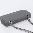CHANEL Matelasse 25 Chain Shoulder Bag Canvas Gray Silver CC Auth 209670SV-6