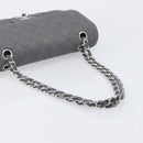 CHANEL Matelasse 25 Chain Shoulder Bag Canvas Gray Silver CC Auth 209670SV-7