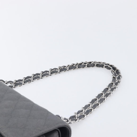 CHANEL Matelasse 25 Chain Shoulder Bag Canvas Gray Silver CC Auth 209670SV