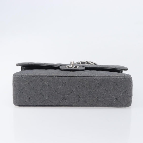 CHANEL Matelasse 25 Chain Shoulder Bag Canvas Gray Silver CC Auth 209670SV