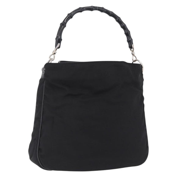 GUCCI Bamboo Shoulder Bag Canvas Black Silver 001 1638 Auth 209672