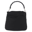 GUCCI Bamboo Shoulder Bag Canvas Black Silver 001 1638 Auth 209672-2